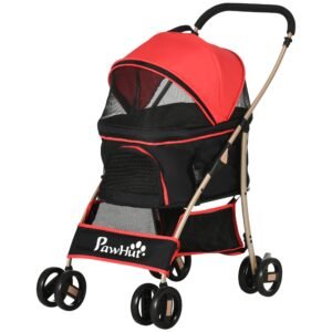 2-I-1 hundevognsbæretaske autostol op til 10 kg sammenklappelig gulvkurv 82 cm x 49,5 cm x 98 cm rød
