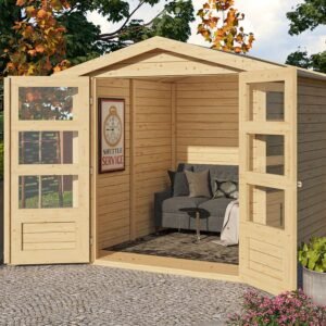 Almind havehus i træ 3,16m2 Ubehandlet Uden gulv Inkl. røde shingles tagpap (ex. tagpapsøm)