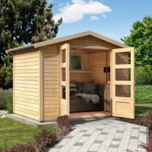 Almind havehus i træ 5,66m2 Ubehandlet Uden gulv Inkl. sorte shingles tagpap (ex. tagpapsøm)