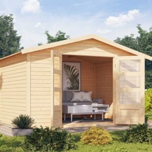 Almind havehus i træ 7,1m2 Ubehandlet Med gulv Uden tagpap