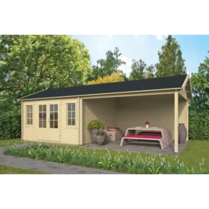 Augusta med baldakin Bjælkehytte - 44 mm - 400804N - 32 mÂ²