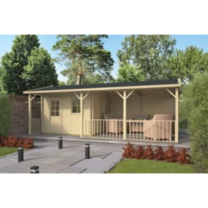 Bakersfield med baldakin Bjælkehytte 40 mm - 400806N - 30,24 mÂ²