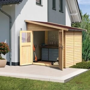 Bevtoft model 2 redskabsskur til montage op ad husmur i ubehandlet på 4,18m2