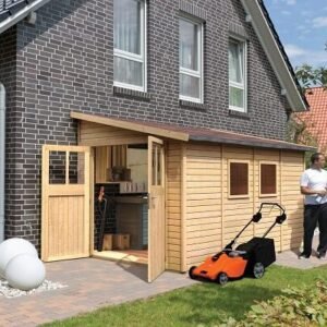 Bevtoft model 4 redskabsskur til montage op ad husmur i ubehandlet på 8,27m2