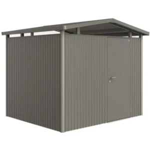 Biohort Panorama Redskabsrum P3 m/enkelt dør - Kvartsgrå Metallic