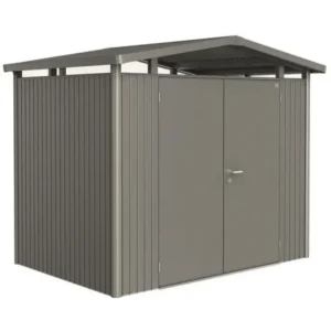 Biohort Panorama redskabsrum P2 m/dobbelt dør - Kvartsgrå Metallic