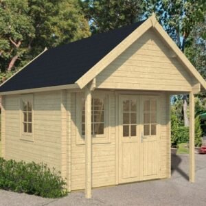 Bogense havehus med hems i ubehandlet træ på 14,4m2 Shingles sort til Bogense (+3.592,00kr) (ex. tagpapsøm)