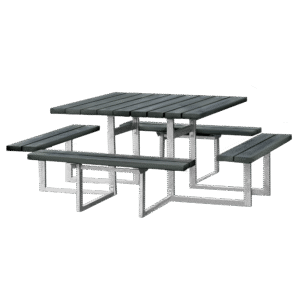 Bord-/bænkesæt 8 personers nonwood antracit og galv. stel