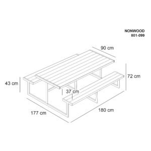 Bord-/bænkesæt "NJORD" nonwood antracit og galv. stel