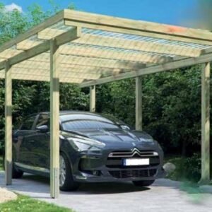 Bronzeklasse: Budget enkeltcarport med fladt tag model "Brorsbøl" 304x510cm (BxL)