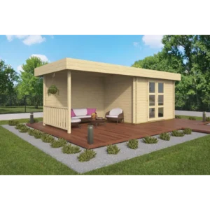 Cincinnati med baldakin Bjælkehytte 28 mm - 400410N - 15,36 mÂ²