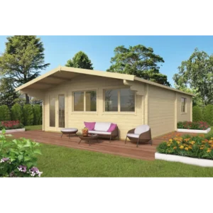 College Station inkl. 27 mm gulv-tagbrædder Bjælkehytte - 70 mm - 407327N - 55,6325 mÂ²