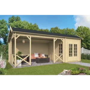 Columbia med baldakin Bjælkehytte 40 mm - 400889N - 24,5 mÂ²