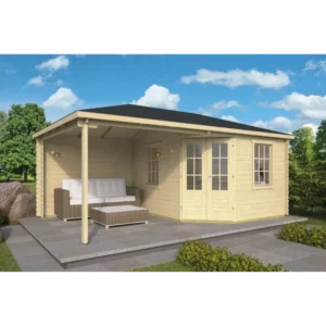 Columbus med baldakin Bjælkehytte 28 mm - 400883N - 20,125 mÂ²