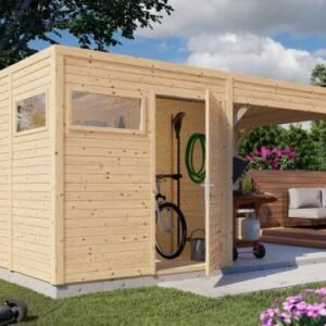 Cubo havehus på 5,1m2 i ubehandlet træ + udhæng