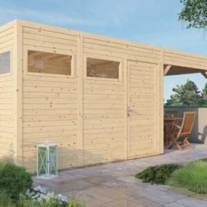 Cubo havehus på 7,65m2 i ubehandlet træ + udhæng