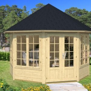 Espergærde 8-kantet pavillon i ubehandlet træ på 9,3m2