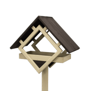 Fuglefoderhus af fyrretræ sort med olivengrøn stander HORTUS