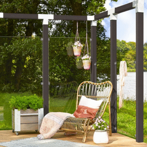 Glashegn inkl. 6 glasbeslag, 6mm hærdet glas 90x180cm (BxH)