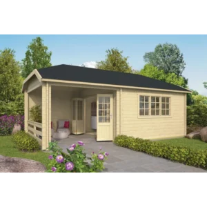 Greensboro med baldakin Bjælkehytte - 44 mm - 400711N - 29,4 mÂ²