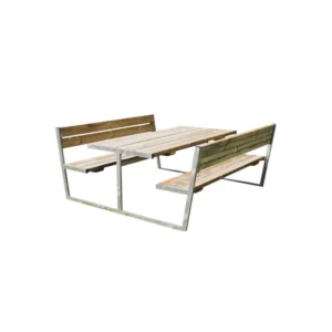 HORTUS Bord-/bænksæt "BALDER" trykimprægneret og galvaniseret stel med ryg L: 180 x B: 205 cm - 801-088