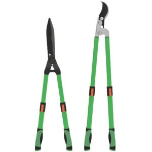 Hækkeklippersæt 2-delt havesaks med klingelængde 90 cm beskæresaks med metalklinger, udtrækkeligt håndtag