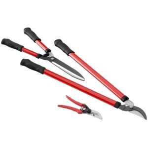 Hækkeklippersæt 3-delt havesaks, beskæresaks med stålklinger, håndtag