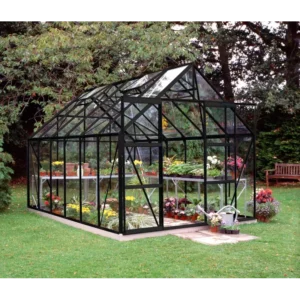 Halls Drivhus Magnum 128 sort m/3 mm hærdet glas - F09837