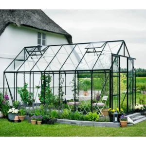 Halls Magnum 148 Drivhus 11,5mÂ² grøn med 3 mm hærdet glas inkl. fundament - F09872