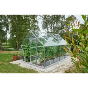 Halls Universal 128 Drivhus 9,9mÂ² med 3 mm hærdet glas inkl. fundament - F09878