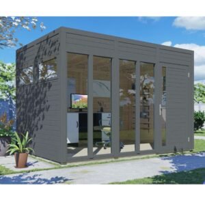 Havehus/hjemmekontor Cubus model 3 Antracit Inkl. selvklæbende tagfolie i grå/alu