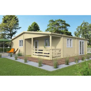 Hickory inkl. 27 mm gulv-tagbrædder Bjælkehytte - 70 mm - 407299N - 79,7968 mÂ²