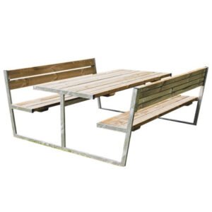 Hortus - Bord-/bænksæt "BALDER" trykimprægneret og galvaniseret stel med ryg L: 180 x B: 201 cm