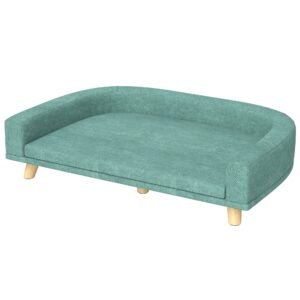 Hundeseng hundesofa kæledyrssofa, eukolyptustræ, 98 x 67 x 25 cm, grøn