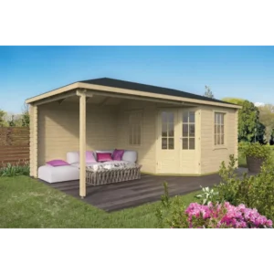 Indianapolis med baldakin Bjælkehytte 28 mm - 400724N - 17,25 mÂ²