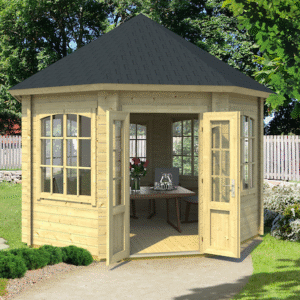 Jerslev 8-kantet pavillon på 9,5m2 inkl. 7 vinduer