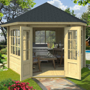 Jyllinge 6-kantet pavillon på 7,5m2 inkl. 5 vinduer