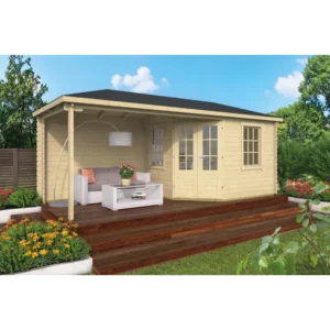 Kansas City med baldakin Bjælkehytte 28 mm - 400725N - 14,375 mÂ²