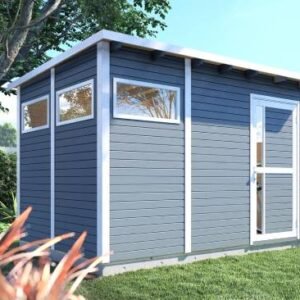 Kassel 3 redskabsskur i grundmalet grå på 7,65m2