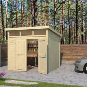 Kastrup havehus med dobbeltdør og topvinduer 6m2 Inkl. selvklæbende tagfolie i grå/alu