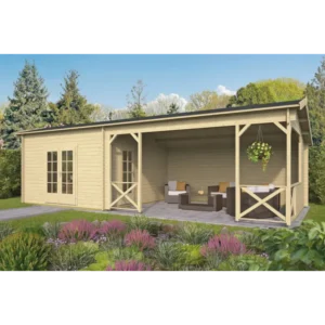 Mesa med baldakin Bjælkehytte 40 mm - 400893N - 36 mÂ²