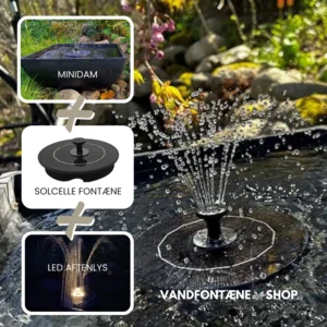 Minidam med flydende solcelle fontæne springvand