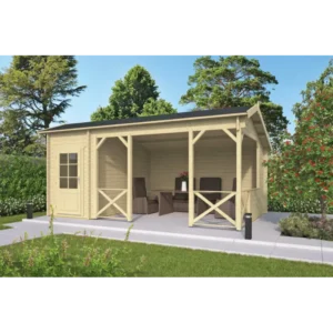 New Haven med baldakin Bjælkehytte 40 mm - 400898N - 19,25 mÂ²