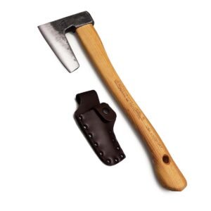 Økse med hickoryskaft, læderbeskytter og bæltestrop - 38 cm