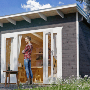 Ordrup havehus model 1 i skifergrå på 8,75m2