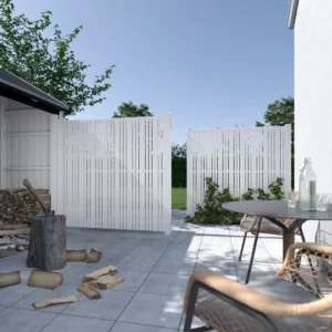 PLUS Tangent terrassehegn med træstolper - Guldklasse Hvid 140cm