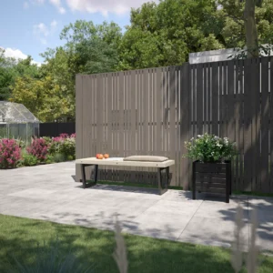 PLUS Tangent terrassehegn med træstolper - Guldklasse Umbragrå 140cm