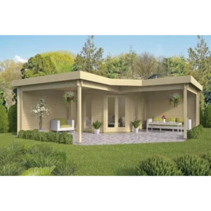 Pensacola med baldakin Bjælkehytte - 44 mm - 400886N - 45,9684 mÂ²