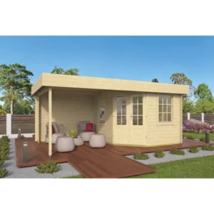 Pittsburgh med baldakin Bjælkehytte 28 mm - 400887N - 15 mÂ²