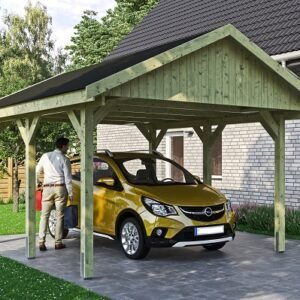 Platinklasse: Hjemsted Premium XL enkeltcarport med saddeltag model "Ivan" 430x500cm (BxL)